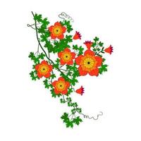 bloemen en kruid elementen decoratief achtergrond, mooi bloemen verzameling met bloemen, groen bladeren, takken, varens bladeren, veren, vector oosters motief van bloemen