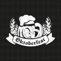 oktoberfeest hand- getrokken vector belettering en bier glas. modern borstel kalligrafie. grunge achtergrond.