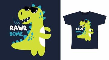 rauwkost kinderen t-shirt elegant ontwerp typografie met koel dinosaurus illustratie Aan marine achtergrond vector