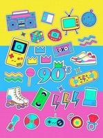 90s 80s Memphis nostalgisch kleurrijk retro knal kunst stickers vector