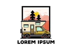 busje doos camper illustratie insigne ontwerp vector