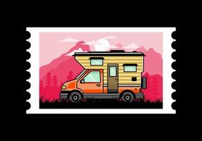 busje doos camper illustratie insigne ontwerp vector