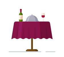 vector illustratie van een restaurant tafel met avondeten bereid voor een.