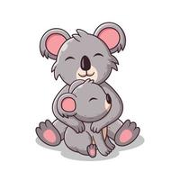 liefhebbend moeder koala knuffel de baby. dier icoon concept. vlak tekenfilm stijl. geschikt voor web landen bladzijde, banier, folder, sticker, kaart vector