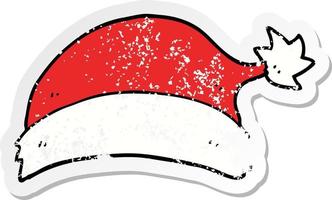 verontruste sticker van een cartoon kerstmuts vector