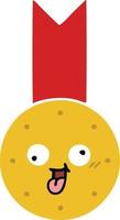 platte kleur retro cartoon gouden medaille vector