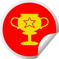 circulaire peeling sticker cartoon gouden trofee vector