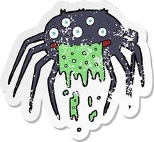 retro noodlijdende sticker van een cartoon bruto halloween spin vector