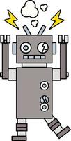 leuke cartoon defecte robot vector