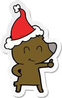 vrouw beer sticker tekenfilm van een vervelend de kerstman hoed vector