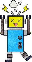 retro grunge textuur cartoon robot storing vector