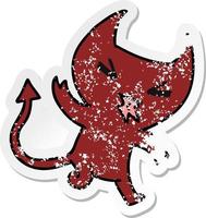 verontrust sticker tekenfilm van een kawaii schattig demon vector