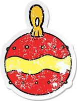 verontruste sticker van een cartoon-kerstbal vector