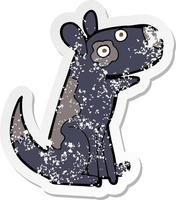 retro noodlijdende sticker van een cartoon gelukkige hond vector