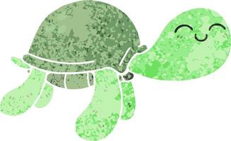 eigenzinnige cartoon schildpad in retro illustratiestijl vector