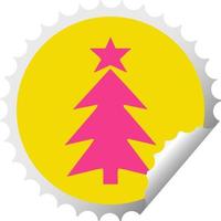 circulaire peeling sticker cartoon kerstboom vector