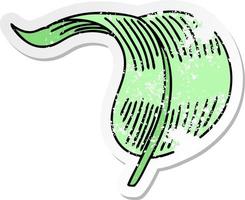 verontruste sticker van een eigenzinnige, met de hand getekende cartoon die blad blaast vector