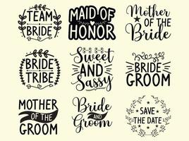 bruiloft t-shirt ontwerp bundel vector