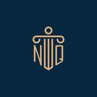 nq eerste voor wet firma logo, advocaat logo met pijler vector