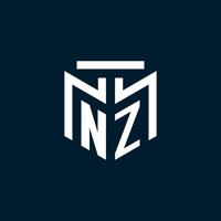 nz monogram eerste logo met abstract meetkundig stijl ontwerp vector
