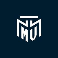 mv monogram eerste logo met abstract meetkundig stijl ontwerp vector