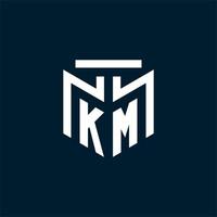 km monogram eerste logo met abstract meetkundig stijl ontwerp vector