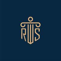 rs eerste voor wet firma logo, advocaat logo met pijler vector