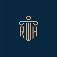 rh eerste voor wet firma logo, advocaat logo met pijler vector