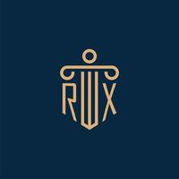 rx eerste voor wet firma logo, advocaat logo met pijler vector