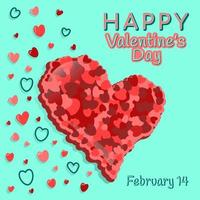 gelukkig Valentijnsdag dag kaart. veel harten Aan een gekleurde achtergrond. romantisch ontwerp voor ansichtkaart, groet kaart, folder, uitnodiging. viering concept.vector vector