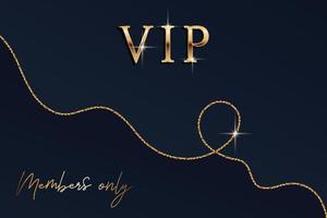 modern zwart vip achtergrond met gouden lijnen, tekst. elegant ontwerp voor bedrijf, loyaliteit, bonus, groet kaart, geschenk certificaat sjabloon. vector illustratie voor club, partij, uitnodiging, premie