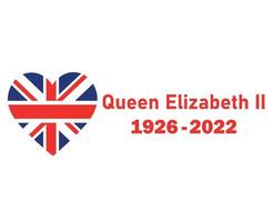 koningin Elizabeth 1926 2022 rood en Brits Verenigde koninkrijk vlag hart nationaal Europa embleem icoon vector illustratie abstract ontwerp element