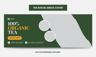 biologisch thee bedrijf sociaal media Hoes foto ontwerp sjabloon. thee tijdlijn web banier sjabloon vector