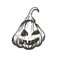 single halloween pompoen hoofd hand- gravure vector