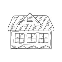 huis gemakkelijk illustratie. houten rustiek huisje lijn tekening vector