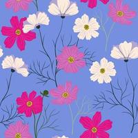 naadloos patroon met roze en wit cosmea bloemen. vector grafiek.