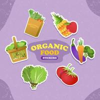 vers natuur biologisch voedsel stickers vector