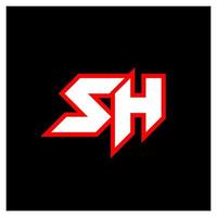 sh logo ontwerp, eerste sh brief ontwerp met sci-fi stijl. sh logo voor spel, e-sport, technologie, digitaal, gemeenschap of bedrijf. s h sport modern cursief alfabet lettertype. typografie stedelijk stijl lettertypen. vector