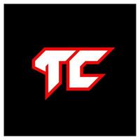 tc logo ontwerp, eerste tc brief ontwerp met sci-fi stijl. tc logo voor spel, e-sport, technologie, digitaal, gemeenschap of bedrijf. t c sport modern cursief alfabet lettertype. typografie stedelijk stijl lettertypen. vector