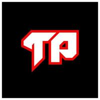 tp logo ontwerp, eerste tp brief ontwerp met sci-fi stijl. tp logo voor spel, e-sport, technologie, digitaal, gemeenschap of bedrijf. t p sport modern cursief alfabet lettertype. typografie stedelijk stijl lettertypen. vector