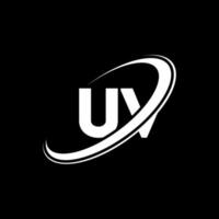 uv u v brief logo ontwerp. eerste brief uv gekoppeld cirkel hoofdletters monogram logo rood en blauw. uv logo, u v ontwerp. uv, u v vector