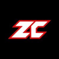 zc logo ontwerp, eerste zc brief ontwerp met sci-fi stijl. zc logo voor spel, e-sport, technologie, digitaal, gemeenschap of bedrijf. z c sport modern cursief alfabet lettertype. typografie stedelijk stijl lettertypen. vector