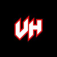 vh logo ontwerp, eerste vh brief ontwerp met sci-fi stijl. vh logo voor spel, e-sport, technologie, digitaal, gemeenschap of bedrijf. v h sport modern cursief alfabet lettertype. typografie stedelijk stijl lettertypen. vector