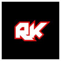 rk logo ontwerp, eerste rk brief ontwerp met sci-fi stijl. rk logo voor spel, e-sport, technologie, digitaal, gemeenschap of bedrijf. r k sport modern cursief alfabet lettertype. typografie stedelijk stijl lettertypen. vector