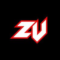 zv logo ontwerp, eerste zv brief ontwerp met sci-fi stijl. zv logo voor spel, e-sport, technologie, digitaal, gemeenschap of bedrijf. z v sport modern cursief alfabet lettertype. typografie stedelijk stijl lettertypen. vector