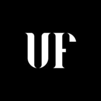 uf u f brief logo ontwerp. eerste brief uf gekoppeld cirkel hoofdletters monogram logo wit kleur. uf logo, u f ontwerp. uhm, u f vector