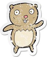 retro noodlijdende sticker van een cartoon teddybeer vector