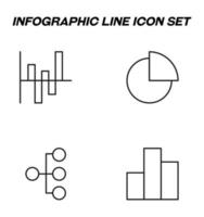 gemakkelijk monochroom tekens getrokken met zwart dun lijn. vector lijn icoon reeks met symbolen van vooruitgang bar, taart grafiek, geest kaart of boom