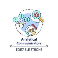 analytisch communicatoren concept icoon. bedrijf communicatie stijl abstract idee dun lijn illustratie. gegevens en feiten. geïsoleerd schets tekening. bewerkbare hartinfarct. vector