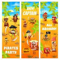 piraten Fast food tekens Aan schat eiland vector
